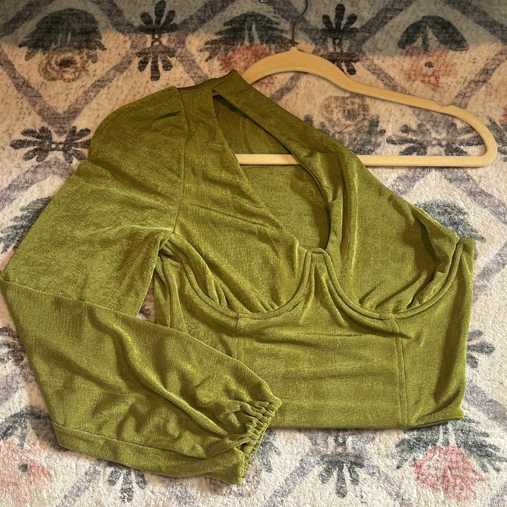Olive Green cropped Women's Top